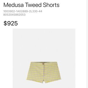 Versace purple yellow tweed shorts